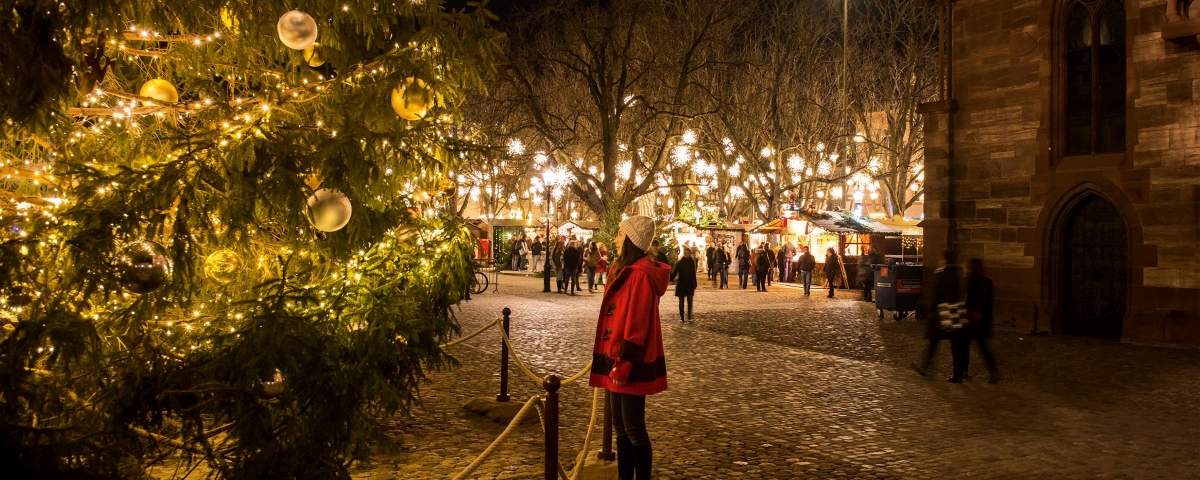 The largest Christmas market in Switzerland in Basel.