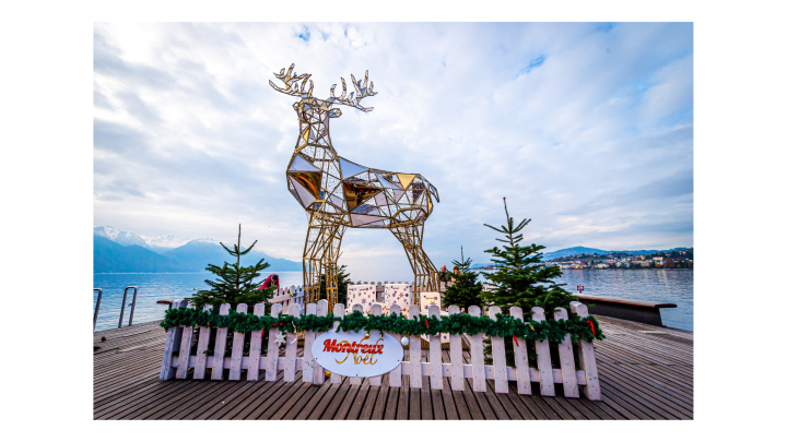 Christmas Market Montreux statue white background