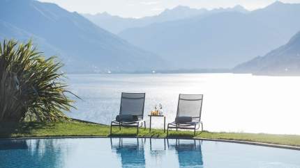 View over the Lago Maggiore from the Parkhotel Brenscino in Brissago.