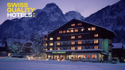 Outside view of Bernerhof Kandersteg in winter