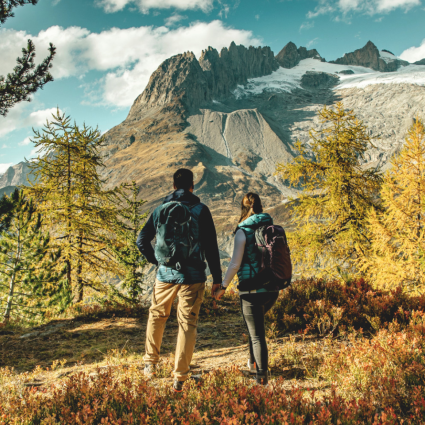 Riederalp Sparrhorn Hiking Couple Autumn