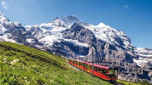 Mit der Zahnradbahn fahren Sie durch die einmalige Gletscherwelt aufs Jungfraujoch