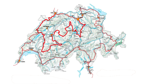 Reiseroute Grand Tour of Switzerland Nordroute