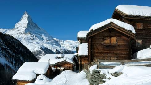 The Matterhorn close to Zermatt in Winter.
