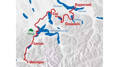 Karte Veloferien Seen der Zentralschweiz