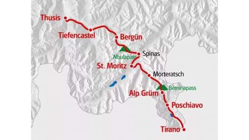 Karte der Via Albula & Bernina.