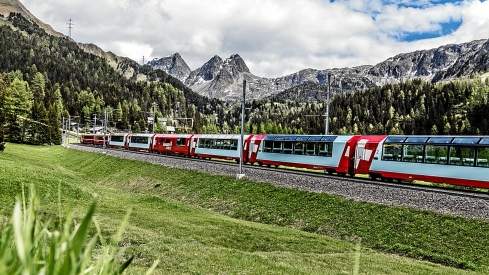 The Glacier Express Albulaline in Summer.