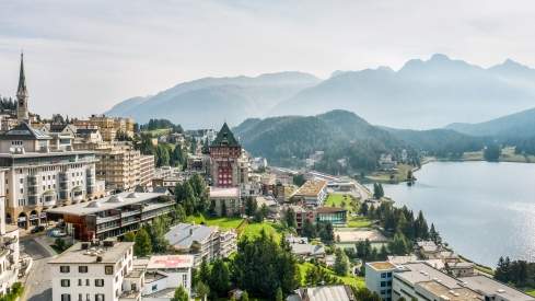 Panoramic View of St. Moritz in the Engadine