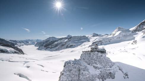 A beautiful panoramic view of the Jungfraujoch - Top of Europe.