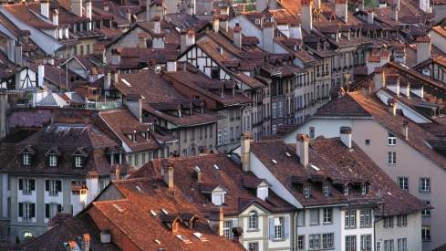 Aerial view of the old town of Bern.