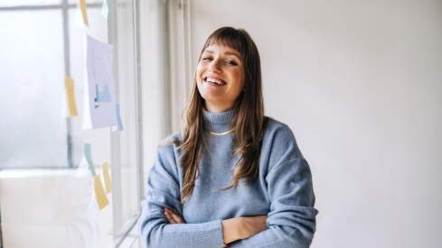 Woman has fun at work