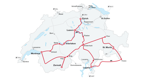 Grand Train Tour of Switzerland Classic Map