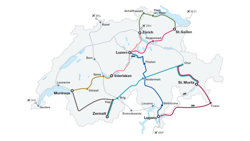 Grand Train Tour of Switzerland Map