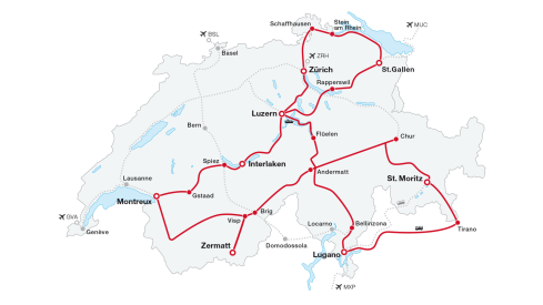 Grand Train Tour of Switzerland Original Map