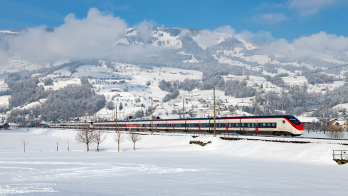 SBB Train Giruno Central Switzerland Winter